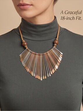 Brass, Copper, Polished Silver Paddle Metal Shape
Necklace